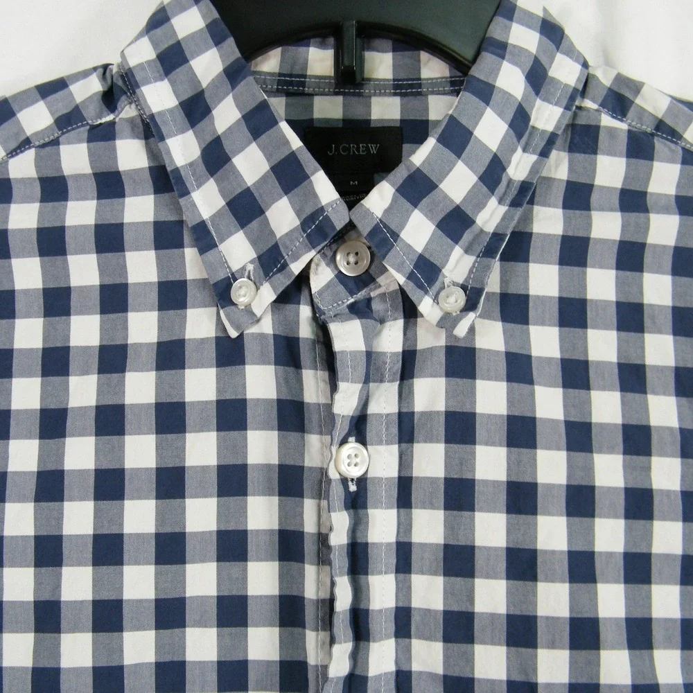 J.‎ Crew Navy Gingham Button Down Shirt Mens M Classic Prep Cottagecore Cotton